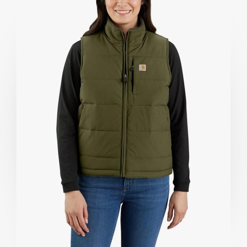 Carhartt Women's Montana Insulated Reversible Relaxed Fit Green Vest Plus Sz 1X